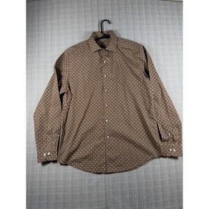 Tasso‎ Elba Shirt Mens Medium Brown Geometric Cotton Button Up Casual Outdoor